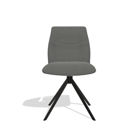 Silla de comedor sin reposabrazos Ferrara 6406 en Piel B400 (gris oscuro), base giratoria en negro, vista frontal