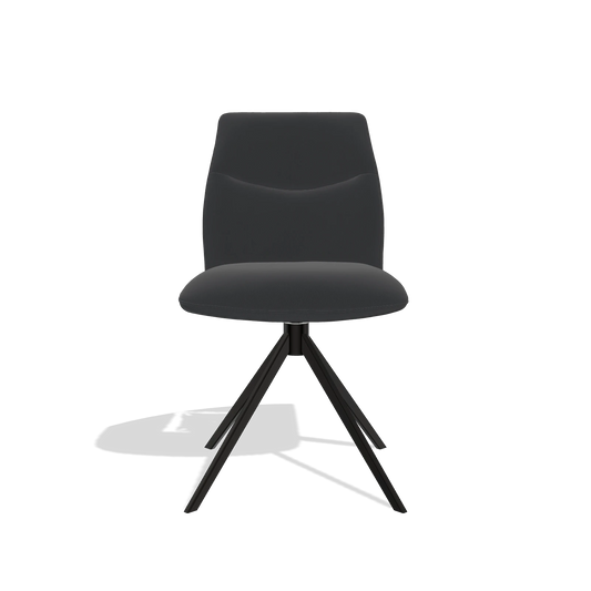 Silla de comedor sin reposabrazos Ferrara 6406 en Piel B500 (negro), base giratoria en negro, vista frontal