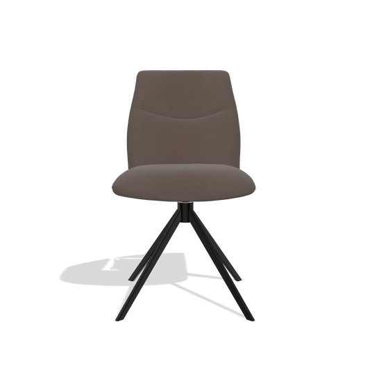 Silla de comedor sin reposabrazos Ferrara 6406 en Piel B535 (marrón), base giratoria en negro, vista frontal