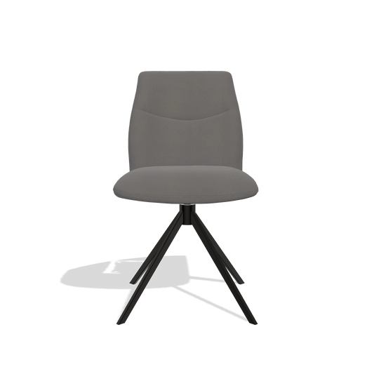 Silla de comedor sin reposabrazos Ferrara 6406 en Piel B584 (gris oscuro), base giratoria en negro, vista frontal