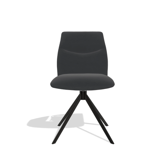 Silla de comedor sin reposabrazos Ferrara 6406 en Piel B900 (negro), base giratoria en negro, vista frontal