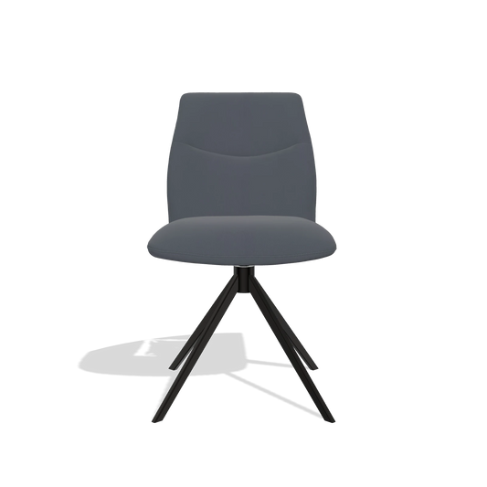 Silla de comedor sin reposabrazos Ferrara 6406 en Piel B961 (gris oscuro), base giratoria en negro, vista frontal