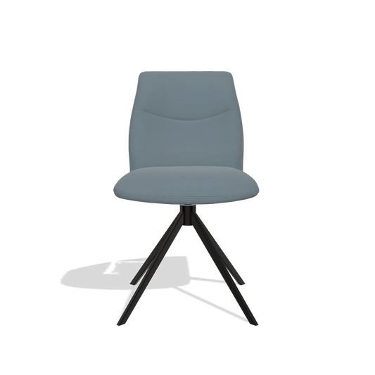 Silla de comedor sin reposabrazos Ferrara 6406 en Piel B963 (gris), base giratoria en negro, vista frontal