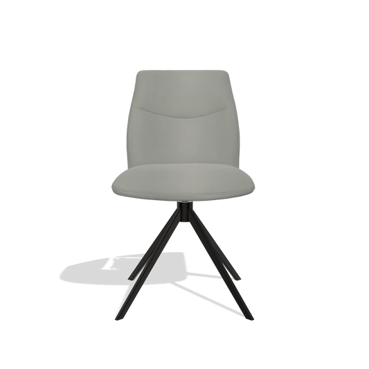 Silla de comedor sin reposabrazos Ferrara 6406 en Piel B967 (greige), base giratoria en negro, vista frontal
