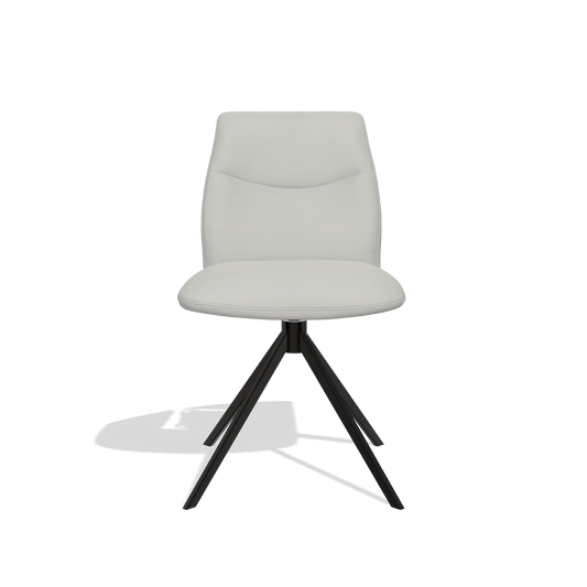 Silla de comedor sin reposabrazos Ferrara 6406 en Piel B970 (gris claro), base giratoria en negro, vista frontal