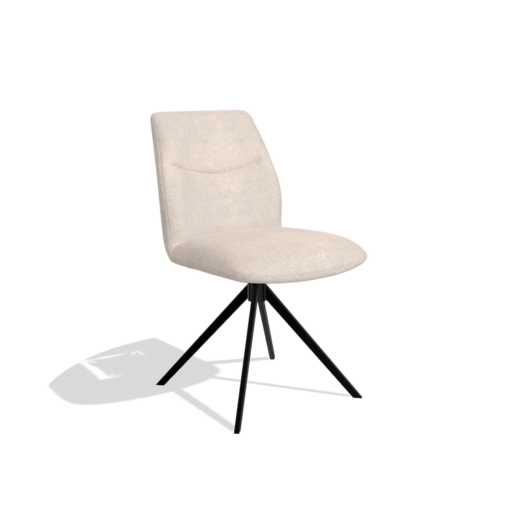 Sedia da pranzo senza braccioli Ferrara 6406 in tessuto Mito 01 (grigio chiaro), base girevole in nero, vista angolata