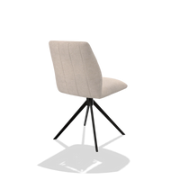 Sedia da pranzo senza braccioli Ferrara 6406 in tessuto Mito 01 (grigio chiaro), base girevole in nero, vista posteriore angolata