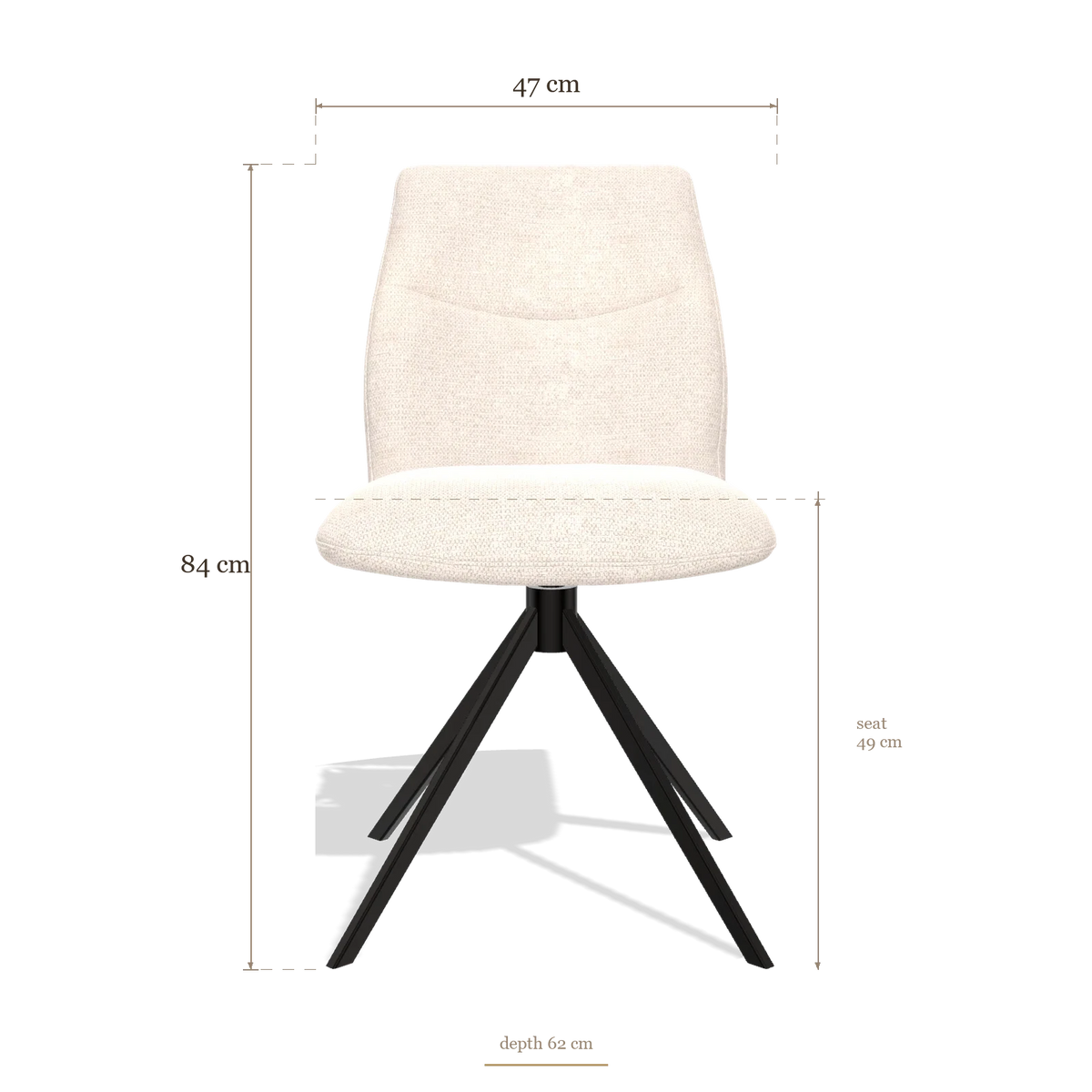 Sedia da pranzo senza braccioli Ferrara 6406, dimensioni 47 x 62 x 84 cm