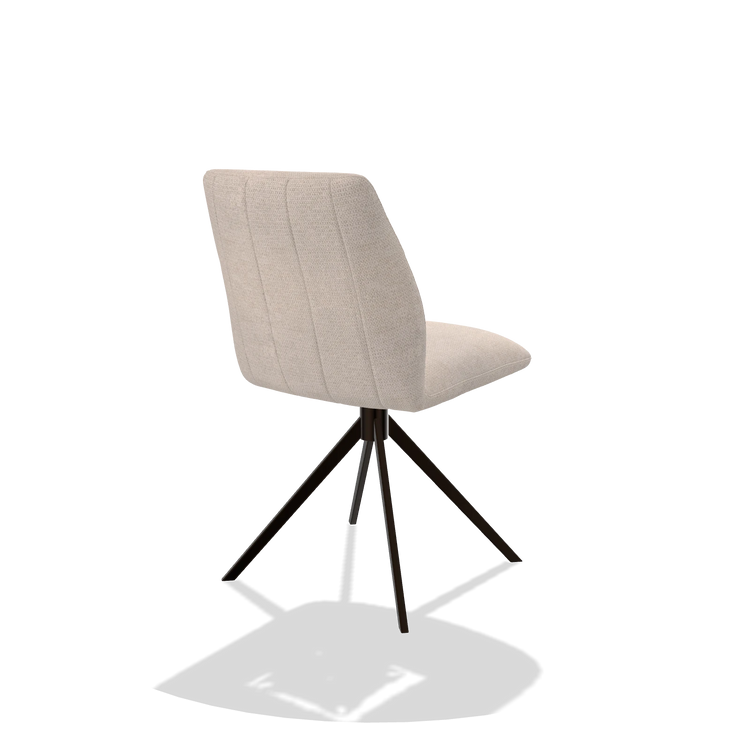 Sedia da pranzo senza braccioli Ferrara 6406 in tessuto Mito 01 (grigio chiaro), base girevole in espresso, vista posteriore angolata
