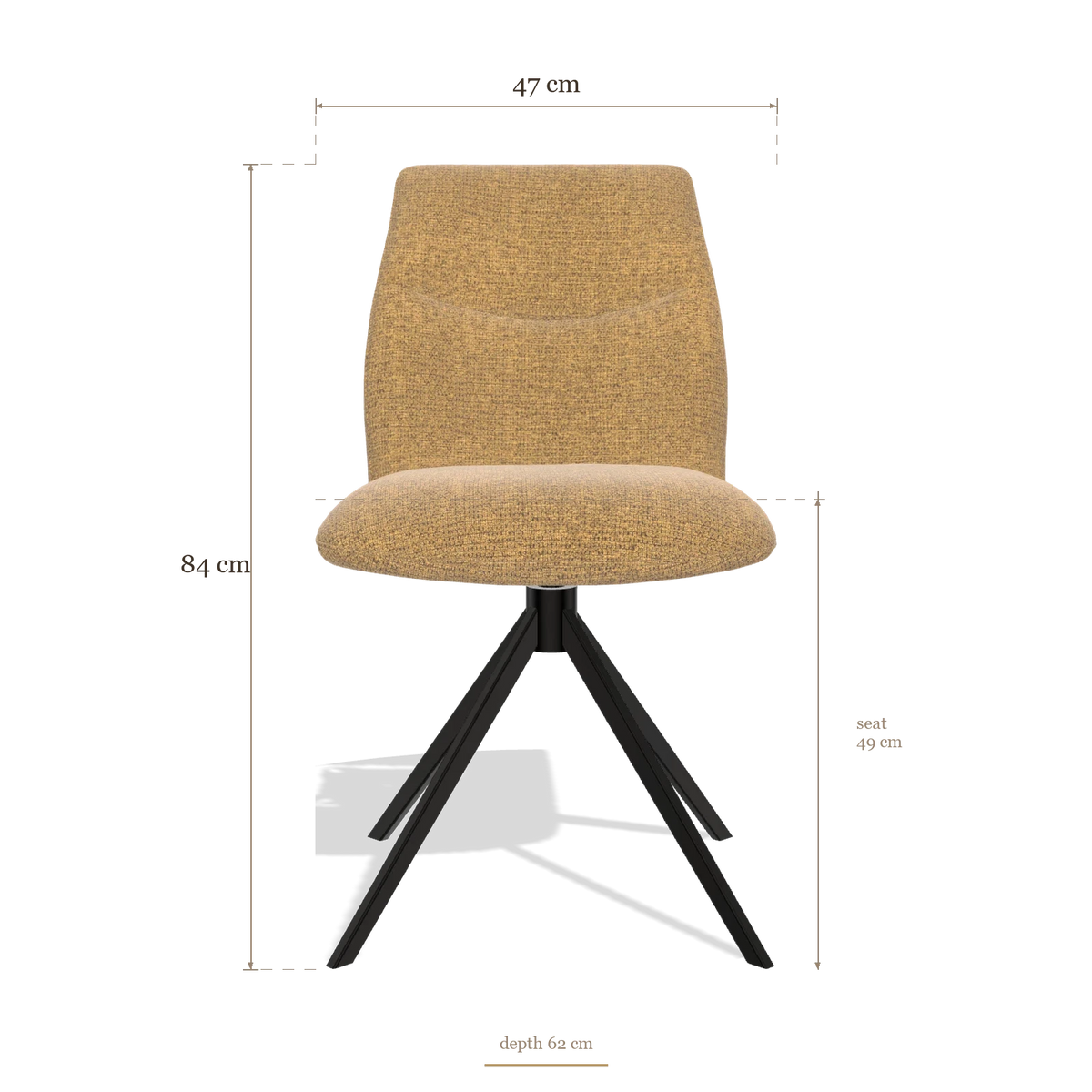 Sedia da pranzo senza braccioli Ferrara 6406, dimensioni 47 x 62 x 84 cm