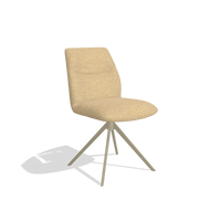 Armless Dining Chair Ferrara 6406 in Mito 170 fabric (beige), champagne swivel base, angled view