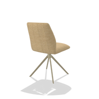 Armless Dining Chair Ferrara 6406 in Mito 170 fabric (beige), champagne swivel base, back angled view