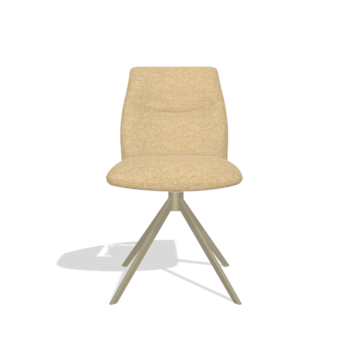Armless Dining Chair Ferrara 6406 in Mito 170 fabric (beige), champagne swivel base, front view