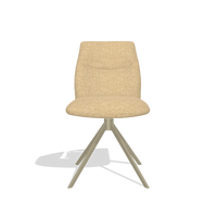 Armless Dining Chair Ferrara 6406 in Mito 170 fabric (beige), champagne swivel base, front view