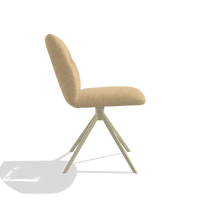 Armless Dining Chair Ferrara 6406 in Mito 170 fabric (beige), champagne swivel base, side view