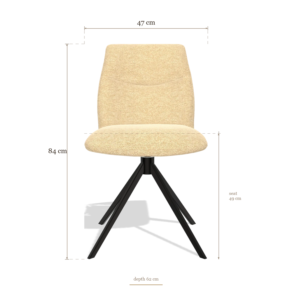 Armless Dining Chair Ferrara 6406, dimensions 47 x 62 x 84 cm