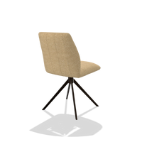 Armless Dining Chair Ferrara 6406 in Mito 170 fabric (beige), espresso swivel base, back angled view