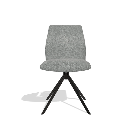 Silla de comedor sin reposabrazos Ferrara 6406 en tela Mito 97 (topo), base giratoria en negro, vista frontal
