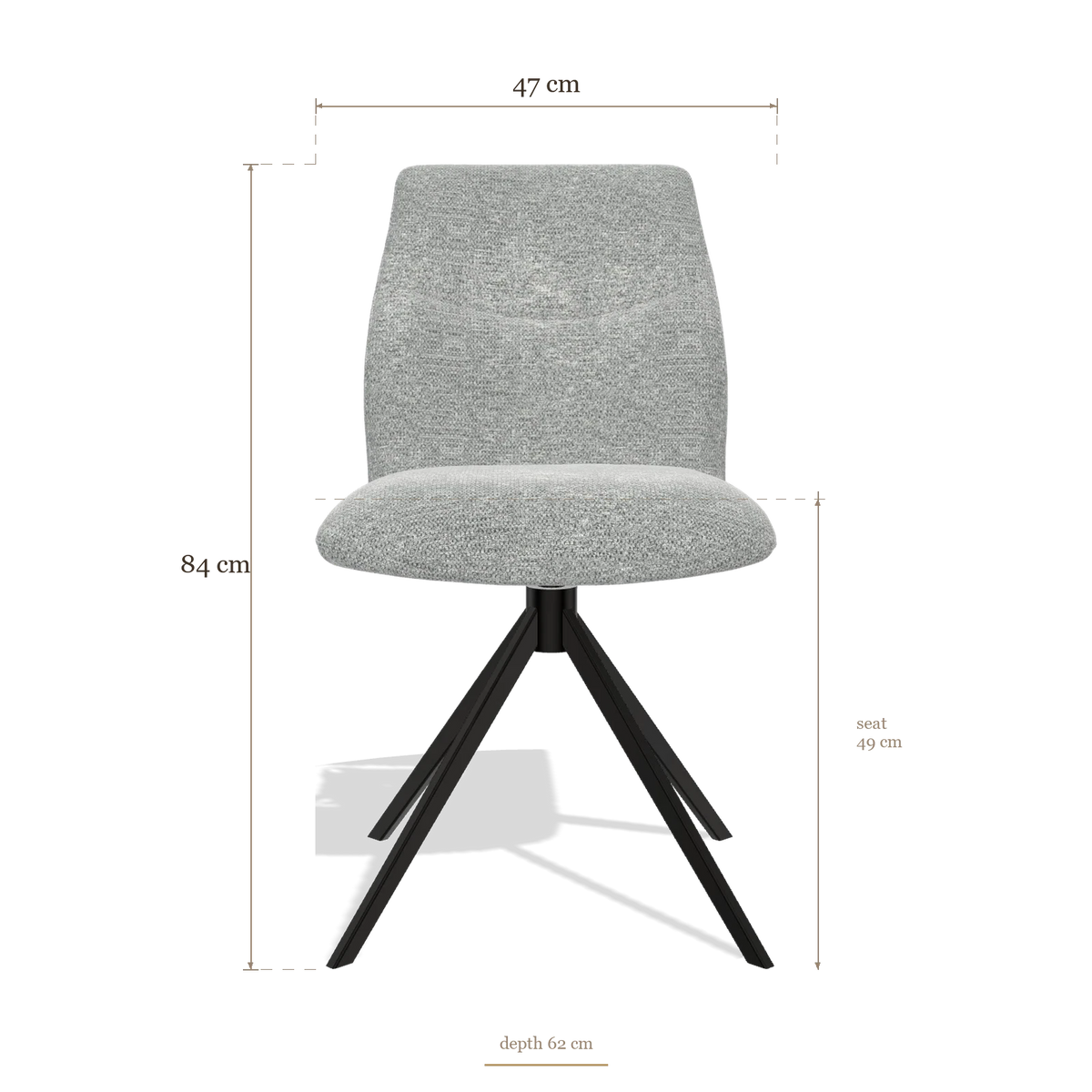 Sedia da pranzo senza braccioli Ferrara 6406, dimensioni 47 x 62 x 84 cm