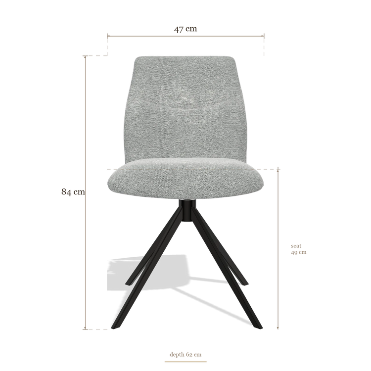 Sedia da pranzo senza braccioli Ferrara 6406, dimensioni 47 x 62 x 84 cm