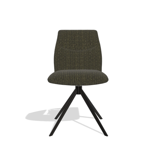 Silla de comedor sin reposabrazos Ferrara 6406 en tela Niagara 502 (negro), base giratoria en negro, vista frontal