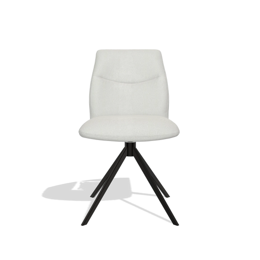 Silla de comedor sin reposabrazos Ferrara 6406 en tela Niagara 901 (gris claro), base giratoria en negro, vista frontal