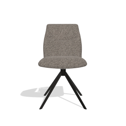 Silla de comedor sin reposabrazos Ferrara 6406 en tela Oasis 108 (gris oscuro), base giratoria en negro, vista frontal