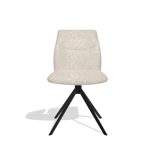 Silla de comedor sin reposabrazos Ferrara 6406 en tela Oasis 196 (gris claro), base giratoria en negro, vista frontal
