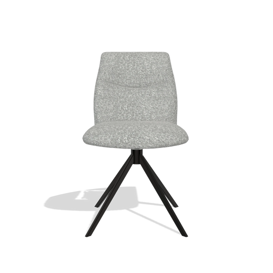 Silla de comedor sin reposabrazos Ferrara 6406 en tela Oasis 40 (greige), base giratoria en negro, vista frontal