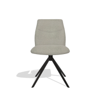 Armless Dining Chair Ferrara 6406 in Rhythm 01 fabric (sage), black swivel base, front view