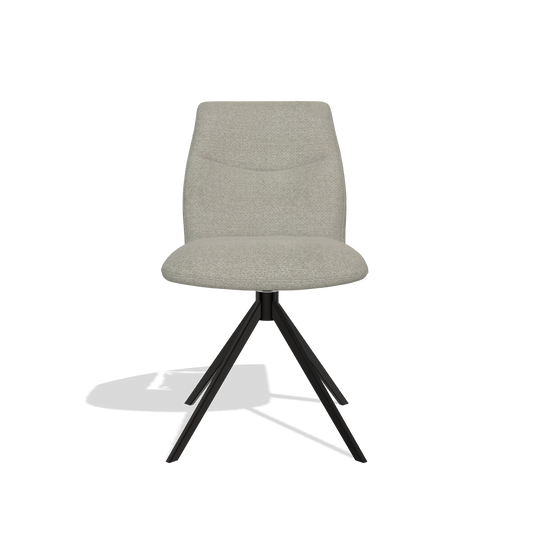 Silla de comedor sin reposabrazos Ferrara 6406 en tela Rhythm 01 (verde salvia), base giratoria en negro, vista frontal
