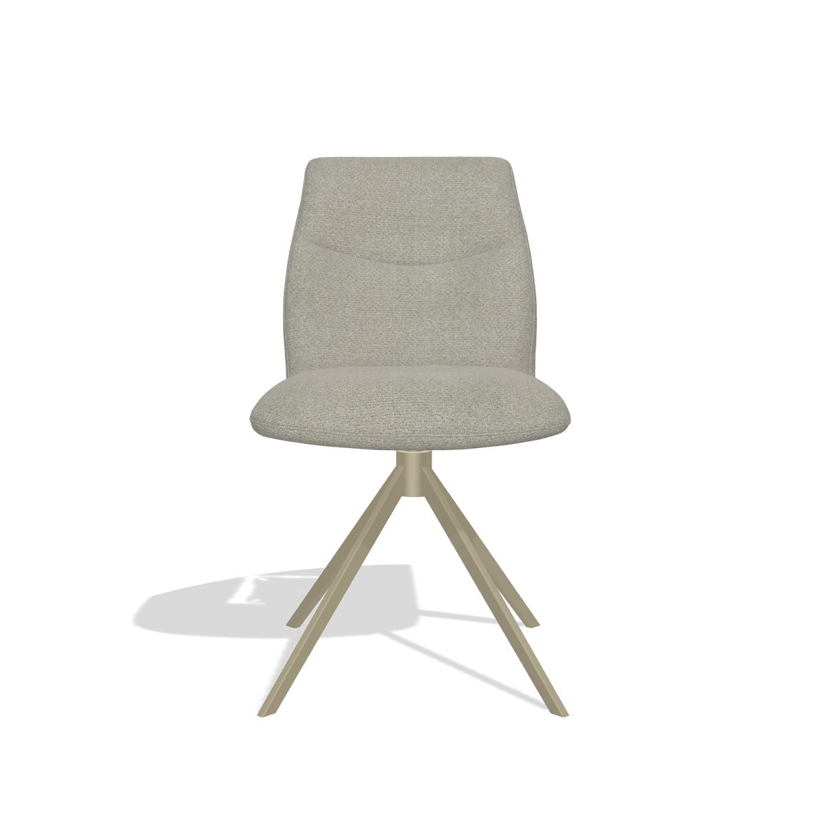 Armless Dining Chair Ferrara 6406 in Rhythm 01 fabric (sage), champagne swivel base, front view