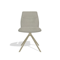 Armless Dining Chair Ferrara 6406 in Rhythm 01 fabric (sage), champagne swivel base, front view