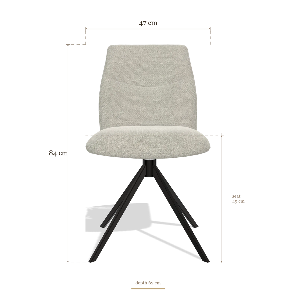 Armless Dining Chair Ferrara 6406, dimensions 47 x 62 x 84 cm
