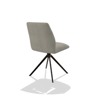 Armless Dining Chair Ferrara 6406 in Rhythm 01 fabric (sage), espresso swivel base, back angled view