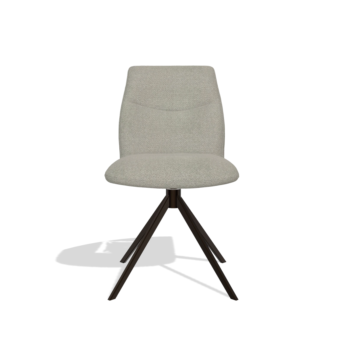 Armless Dining Chair Ferrara 6406 in Rhythm 01 fabric (sage), espresso swivel base, front view