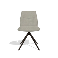 Armless Dining Chair Ferrara 6406 in Rhythm 01 fabric (sage), espresso swivel base, front view
