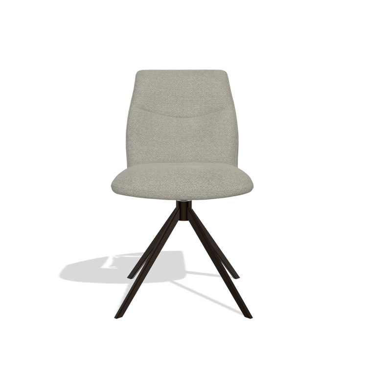 Armless Dining Chair Ferrara 6406 in Rhythm 01 fabric (sage), espresso swivel base, front view