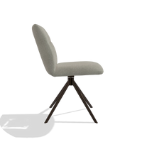 Armless Dining Chair Ferrara 6406 in Rhythm 01 fabric (sage), espresso swivel base, side view