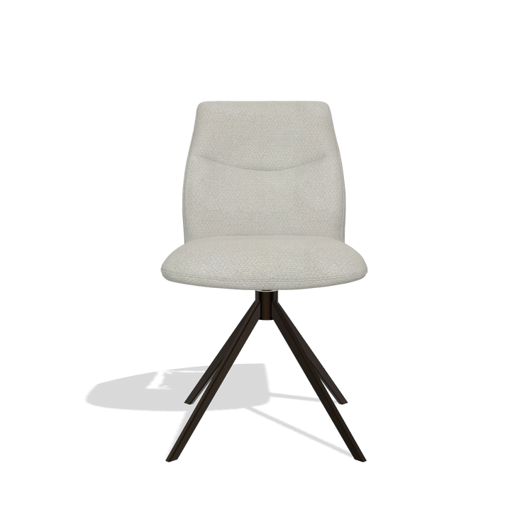 Armless Dining Chair Ferrara 6406 in Rhythm 101 fabric (greige), espresso swivel base, front view