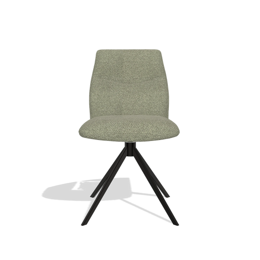 Silla de comedor sin reposabrazos Ferrara 6406 en tela Rhythm 206 (topo), base giratoria en negro, vista frontal
