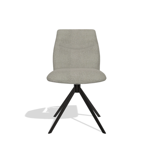 Silla de comedor sin reposabrazos Ferrara 6406 en tela Rhythm 84 (gris), base giratoria en negro, vista frontal