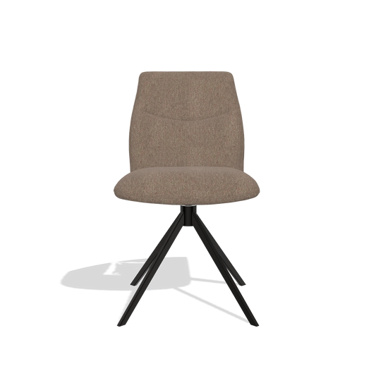 Silla de comedor sin reposabrazos Ferrara 6406 en tela San Remo 201 (oliva), base giratoria en negro, vista frontal