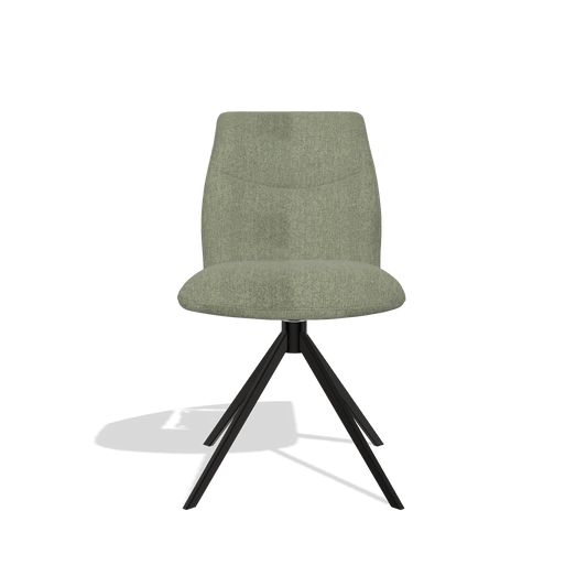 Silla de comedor sin reposabrazos Ferrara 6406 en tela San Remo 500 (topo), base giratoria en negro, vista frontal