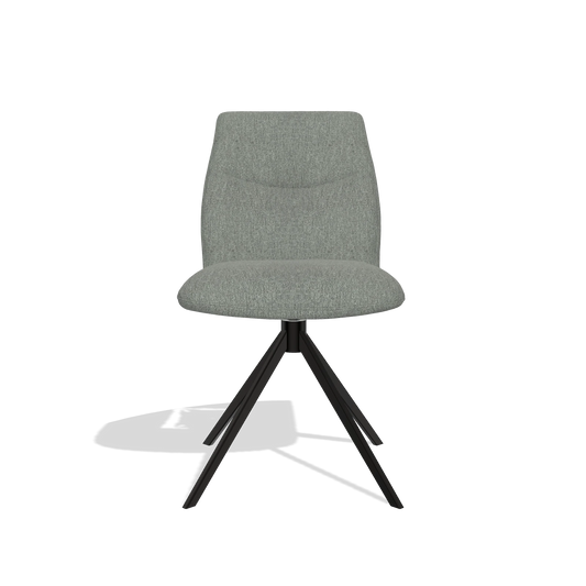 Silla de comedor sin reposabrazos Ferrara 6406 en tela San Remo 502 (topo), base giratoria en negro, vista frontal