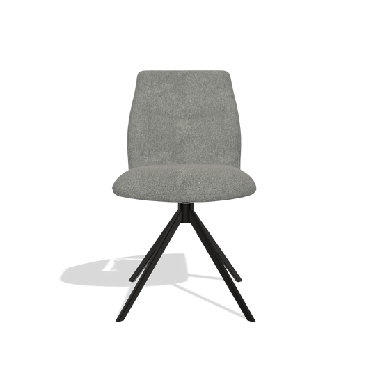 Silla de comedor sin reposabrazos Ferrara 6406 en tela San Remo 802 (topo), base giratoria en negro, vista frontal