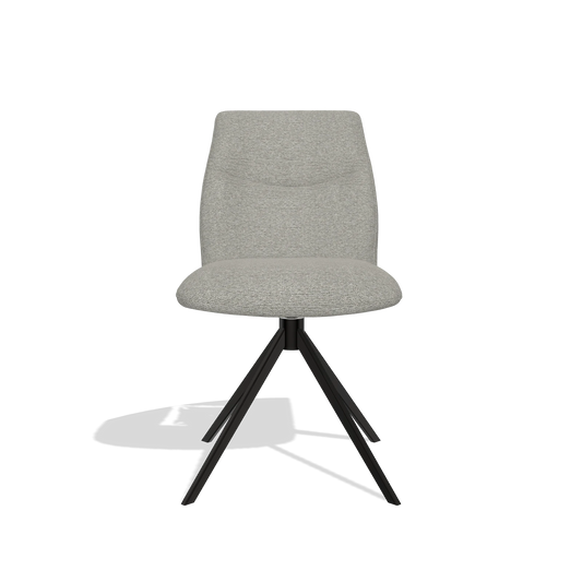 Silla de comedor sin reposabrazos Ferrara 6406 en tela Sneak 01 (gris), base giratoria en negro, vista frontal