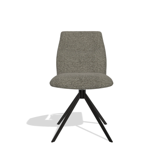 Silla de comedor sin reposabrazos Ferrara 6406 en tela Sneak 10 (gris oscuro), base giratoria en negro, vista frontal