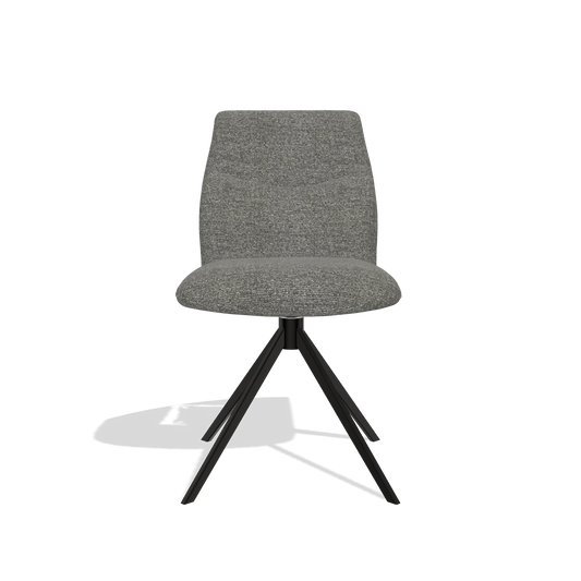 Silla de comedor sin reposabrazos Ferrara 6406 en tela Sneak 12 (gris oscuro), base giratoria en negro, vista frontal