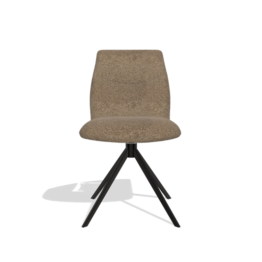Silla de comedor sin reposabrazos Ferrara 6406 en tela Sneak 16 (oliva), base giratoria en negro, vista frontal
